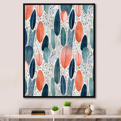 Corail bleu sarcelle scandinave fleurs II - art mural abstrait pour le salon