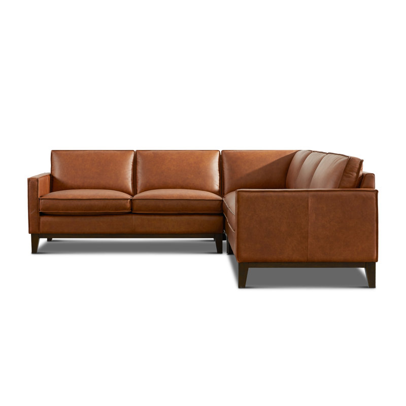 Canapé modulaire en coin en cuir véritable de 100 po Zoticus