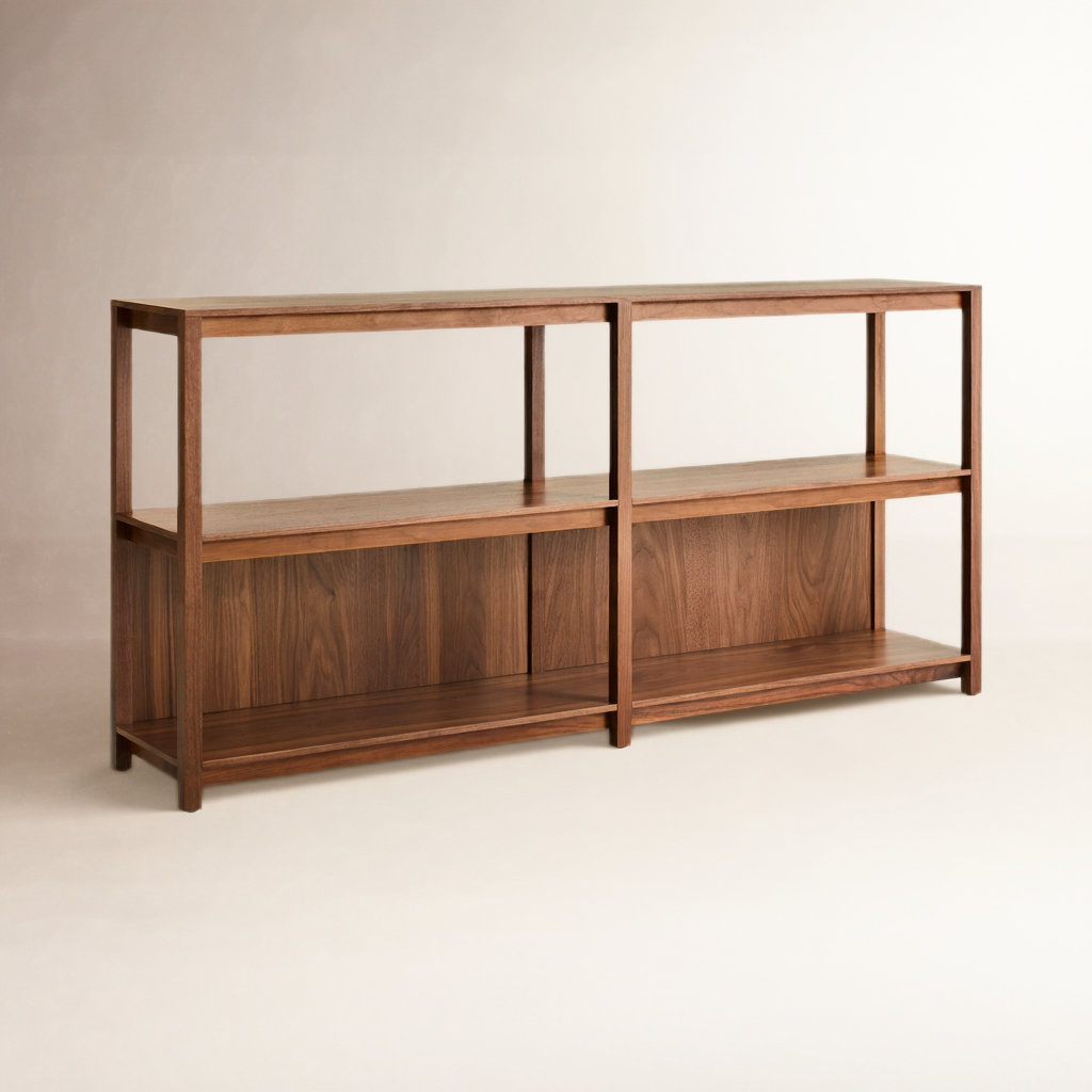 Open Plan Etagere Bookcase, (2 Shelves) 33" H x 68" W x 13" D, Walnut