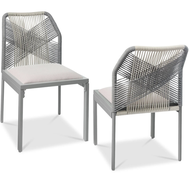 Ensemble de 2 chaises de salle à manger, Blanc / Gris