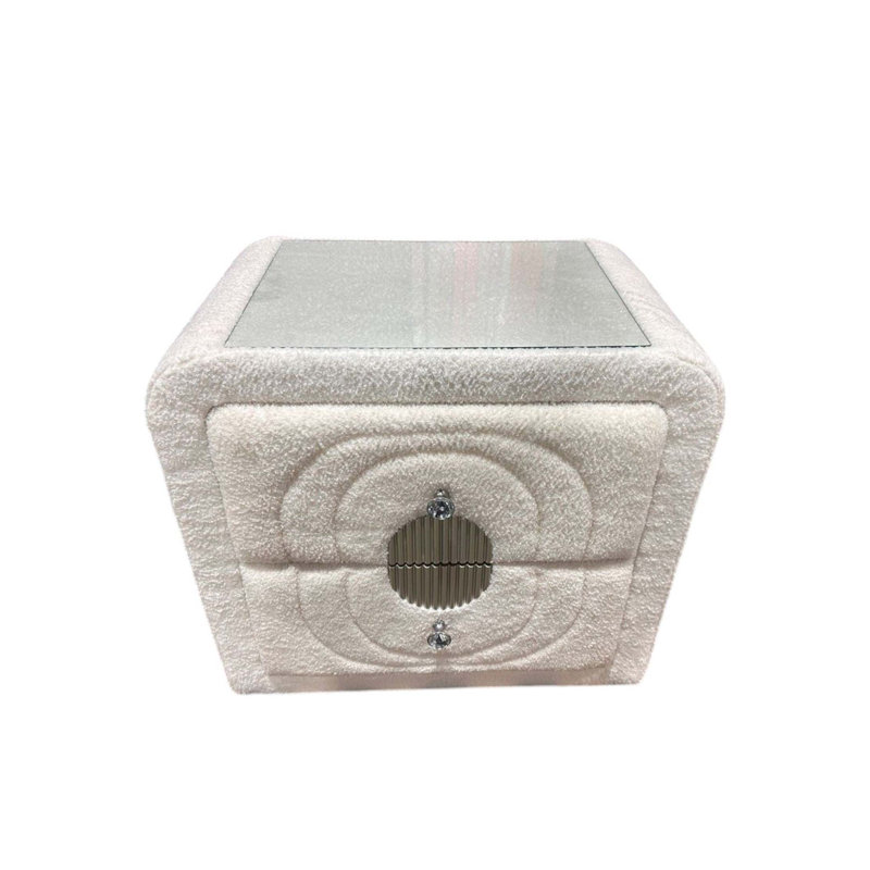 Table de chevet Shelyn Teddy Sherpa, Blanc
