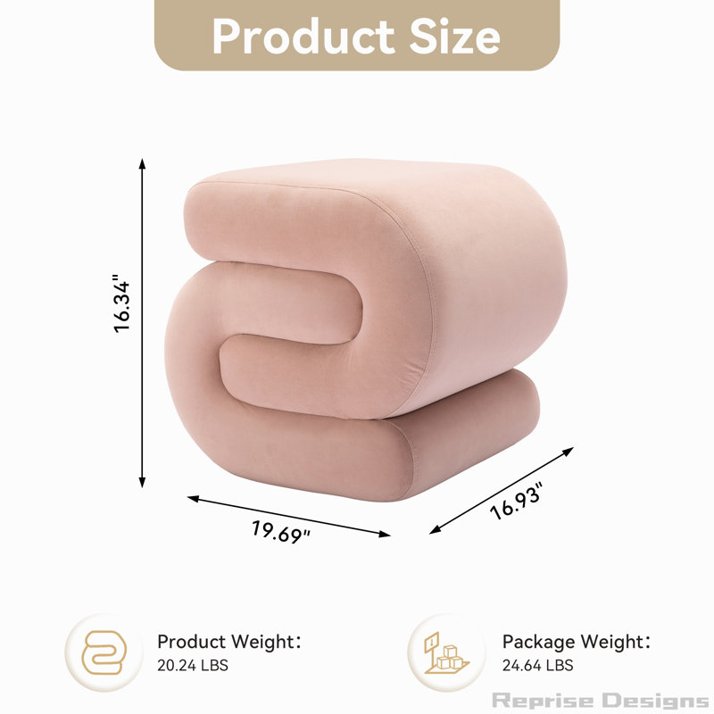 S-shape Ottoman Makeup Stool Footstool, Light Pink