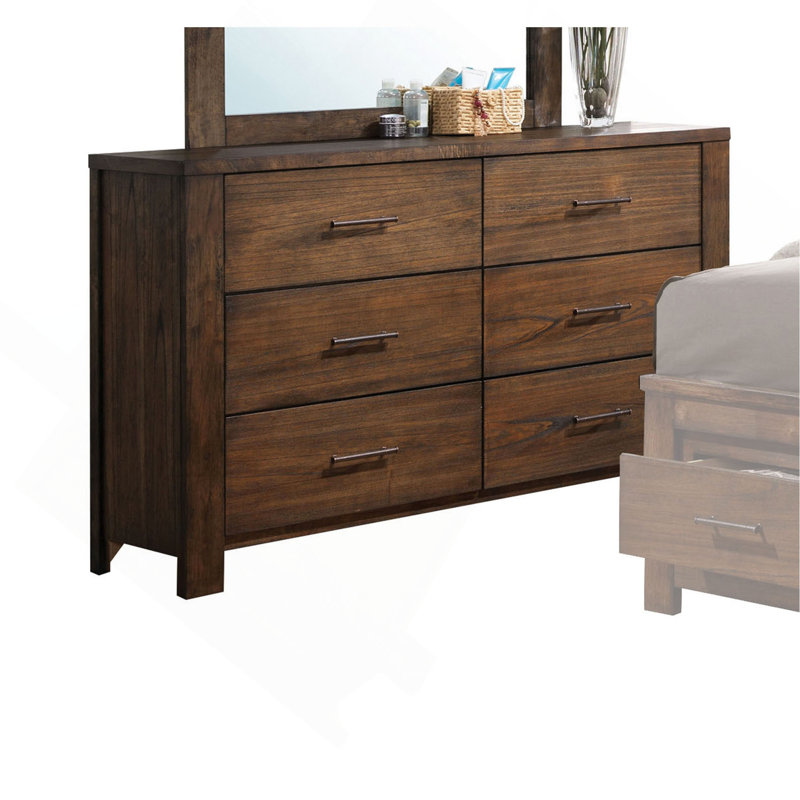 Wood Dresser, Spacious Storage Chest With Flat Handles