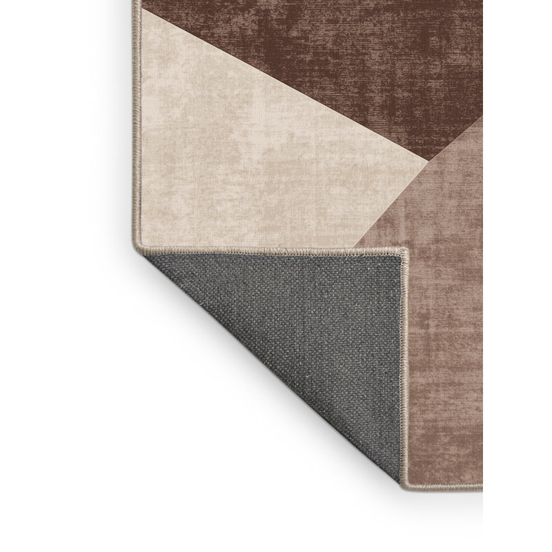 Tapis beige moelleux moelleux à motif géométrique moderne à motif géométrique, 6 X 9