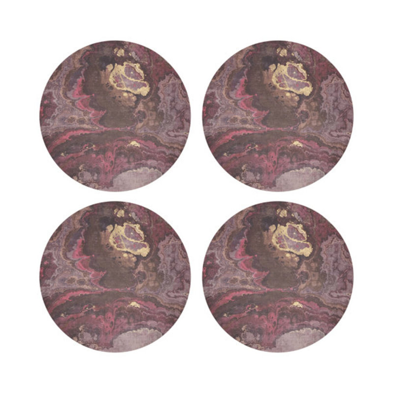 Sous-verres ronds en cuir Agate Roccocco, Roccocco