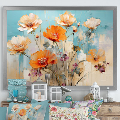 Représentation de cactus orange bleu - reproduction sur toile