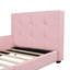 Lit plateforme tapissier simple rose avec garde-corps - look moderne, tête de lit stylée remplie de mousse