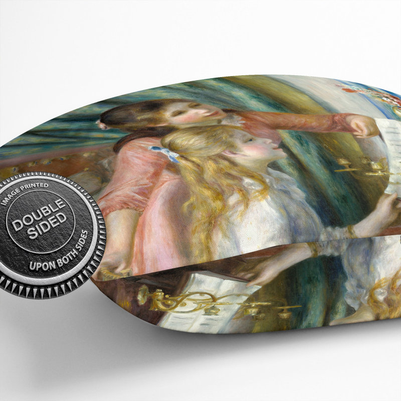 Two Young Girls At The Piano Square Throw Cushion, 55cm H x 55cm W x 20cm D