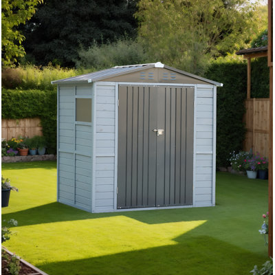 Cedar Wood and Metal Tool Shed, Waterproof Outdoor Storage(Floor not Included)