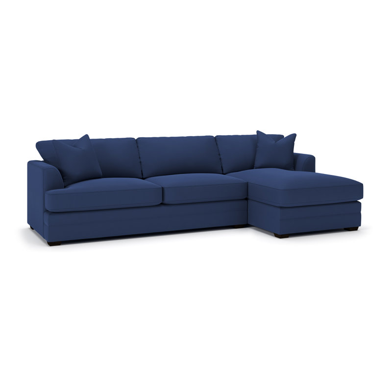 Canapé modulaire à méridienne 2 pièces Edan, Toile bleu marine Sunbrella®, Orienté à droite