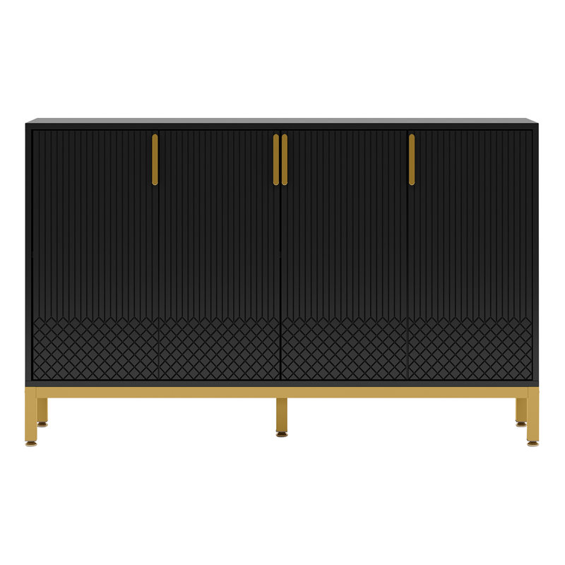 Buffet de luxe avec rangement et portes géométriques, Noir