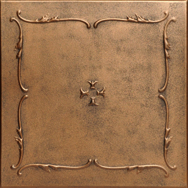 Carreau de plafond en polystyrène collé 1,6 pi x 1,6 pi Spring Buds, Bronze antique