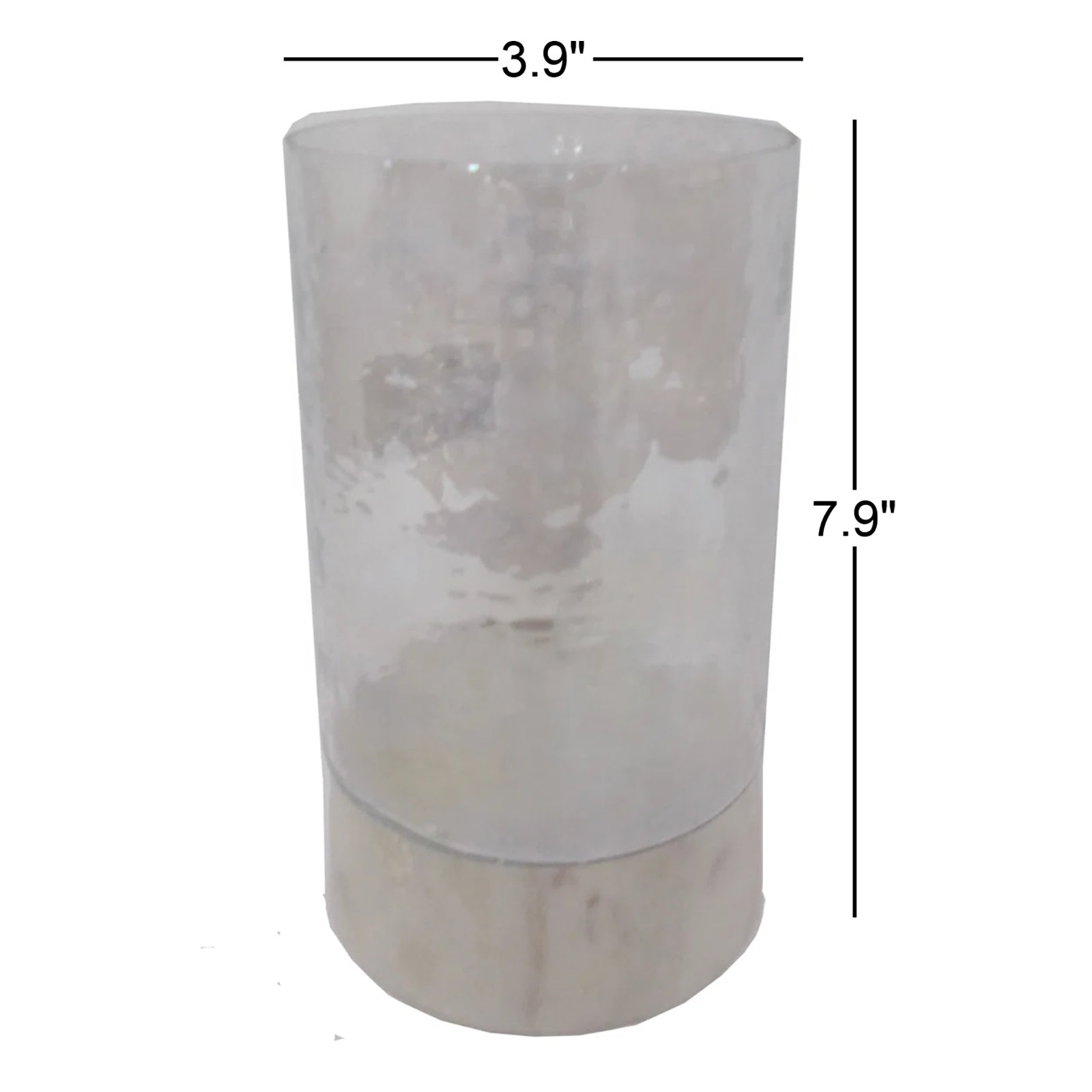 Glass Stone Candlestick Holder, White, 7.9" H x 3.9" W x 3.9" D