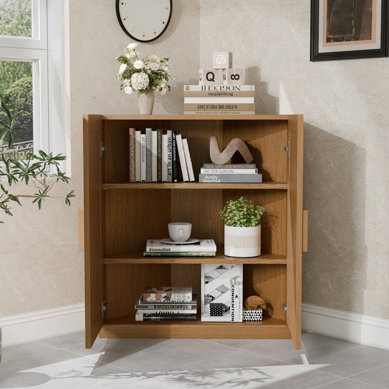 36" H X 31" L Modern 2-Door Corner Accent Cabinet Sideboard Wine Cabinet with Adjustable Shelves for Living Room Bedroom