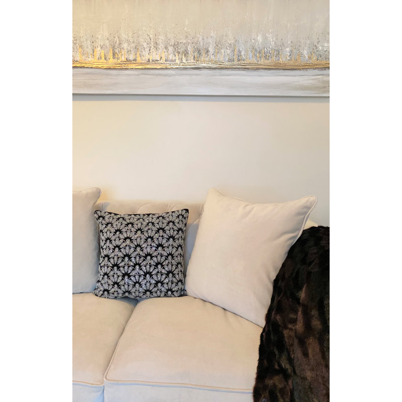 Noori Black and Silver Velvet Handmade Throw Pillow 18" x 18"