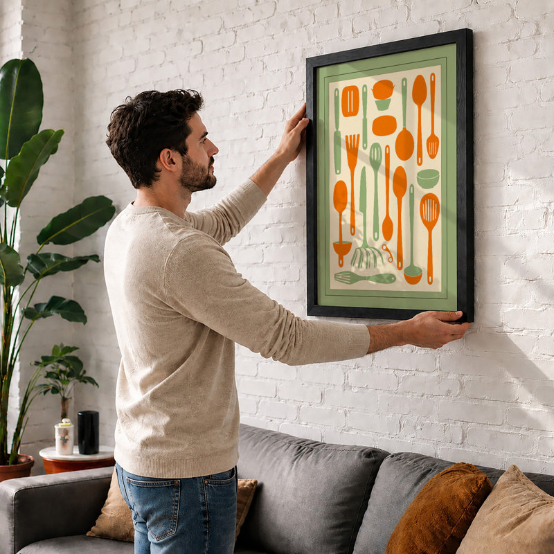 Culinary Order Mid-Century - Framed Print, A4 - 29.7 x 21.0 cm, White