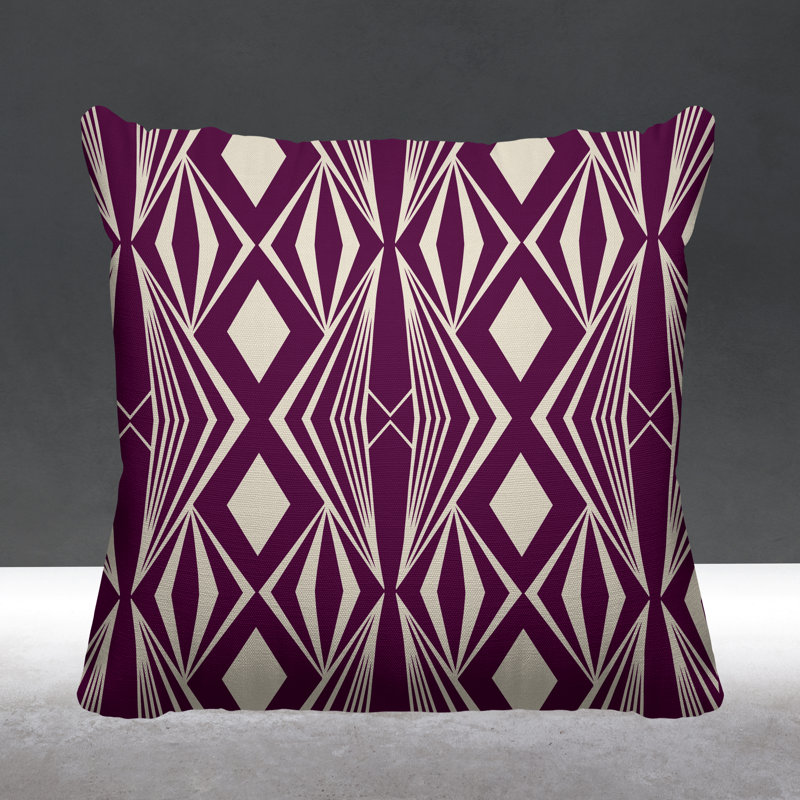Coussin décoratif intérieur / extérieur Dean Minimalist Tribal Abstract, L 17 po x H 17 po, Mauve