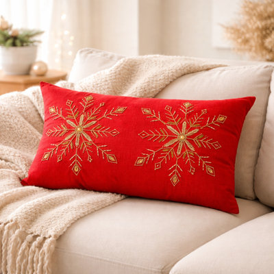 Coussin décoratif | Coussin de neige champagne scintillant | 24 x 16 po