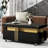 Black Rectangular Coffee Table With Faux Marble Finish And Drawer, Living Room Surface Storage,
