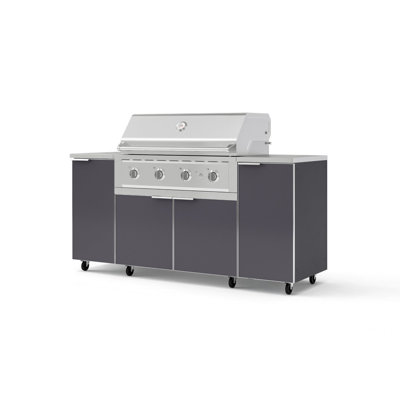 Ensemble d'armoires pour l'extérieur en aluminium noir 6 pièces avec roulettes et 1 porte
