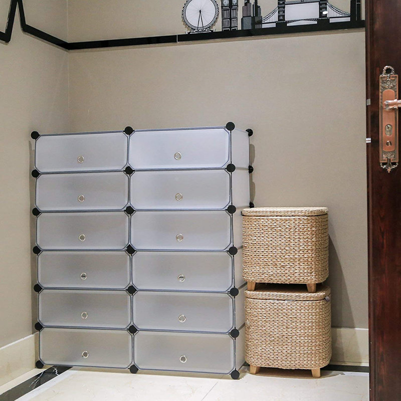 24 Pair Stackable Shoe Storage Box, White