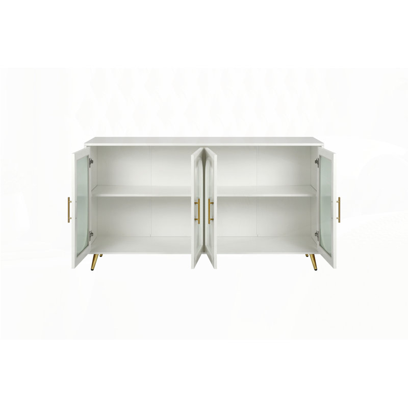 Armoire de rangement en bois, Doré, Blanc