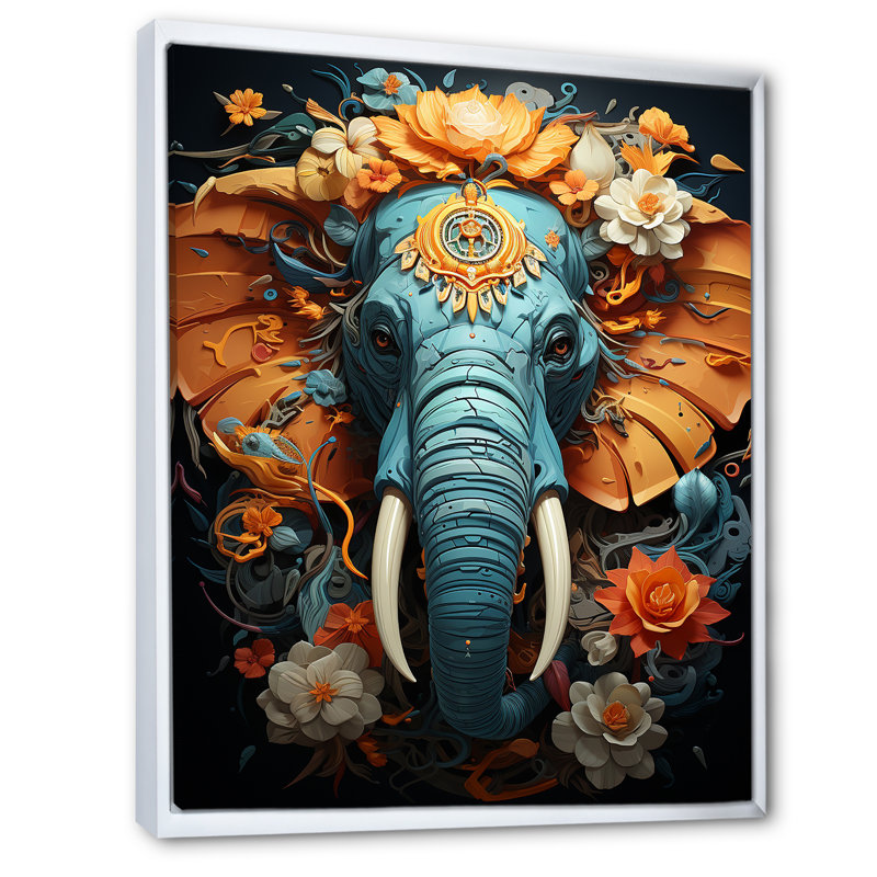 Urban Graffiti Pachyderms sur toile, H 40 po x l 30 po x P 1,5 po, Cadre flottant blanc