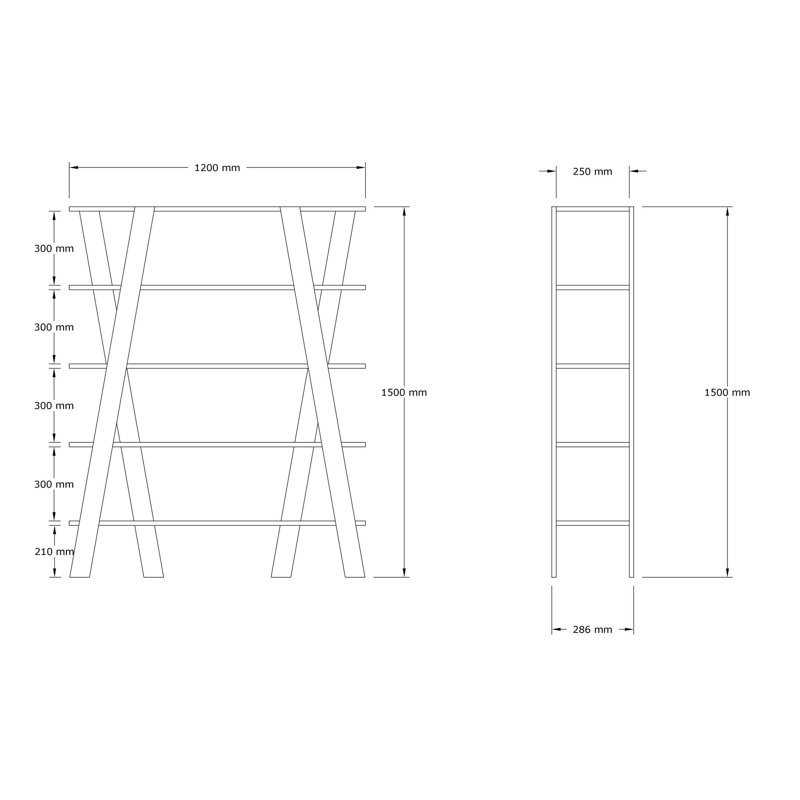 Scandinavian Style Bookshelf, Black, 47.2 x 59.1 x 9.8 inches | 100% Melamine Coated Particle Board, Thickness: 0.7 inches | Numerous Shelves for Additional Storage, Elegant Design for Modern Home & Office Décor