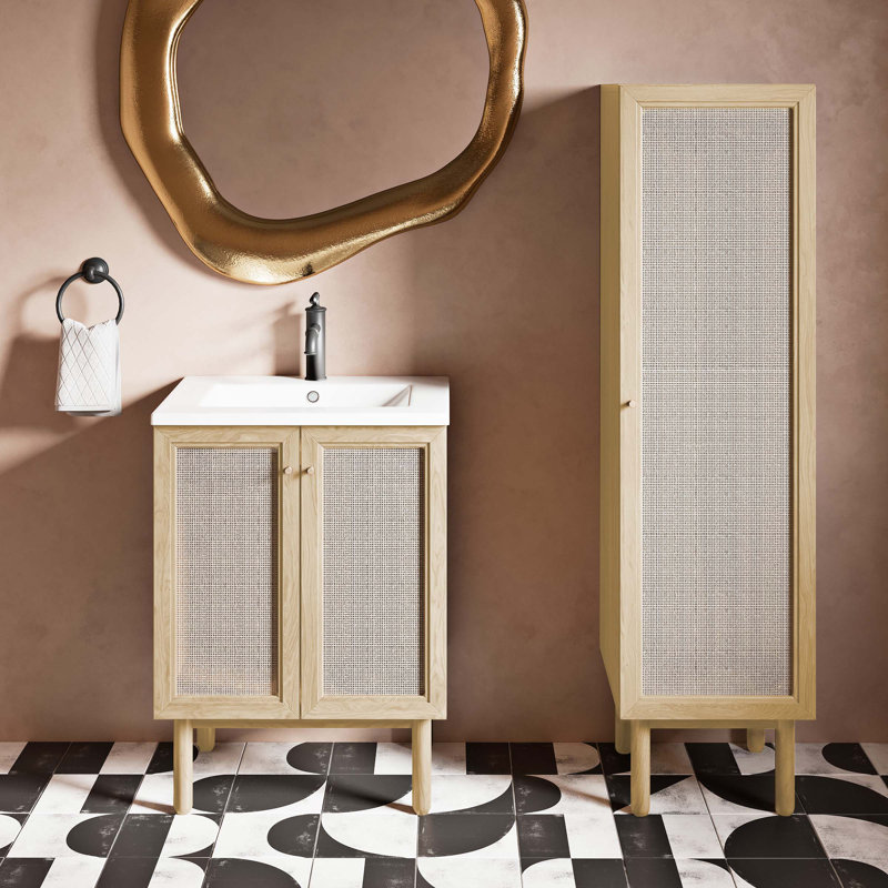 Classe 15" W x 60" H x 15" D Linen Cabinet, Natural Oak