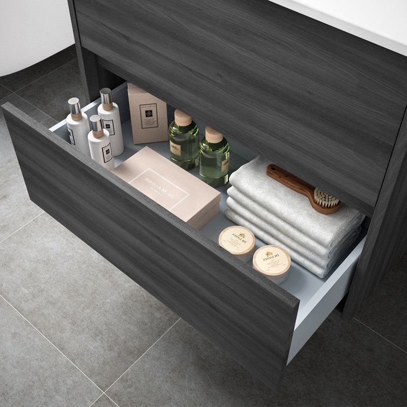 Alba 60cm 2 Drawer Basin Unit, Grey Oak