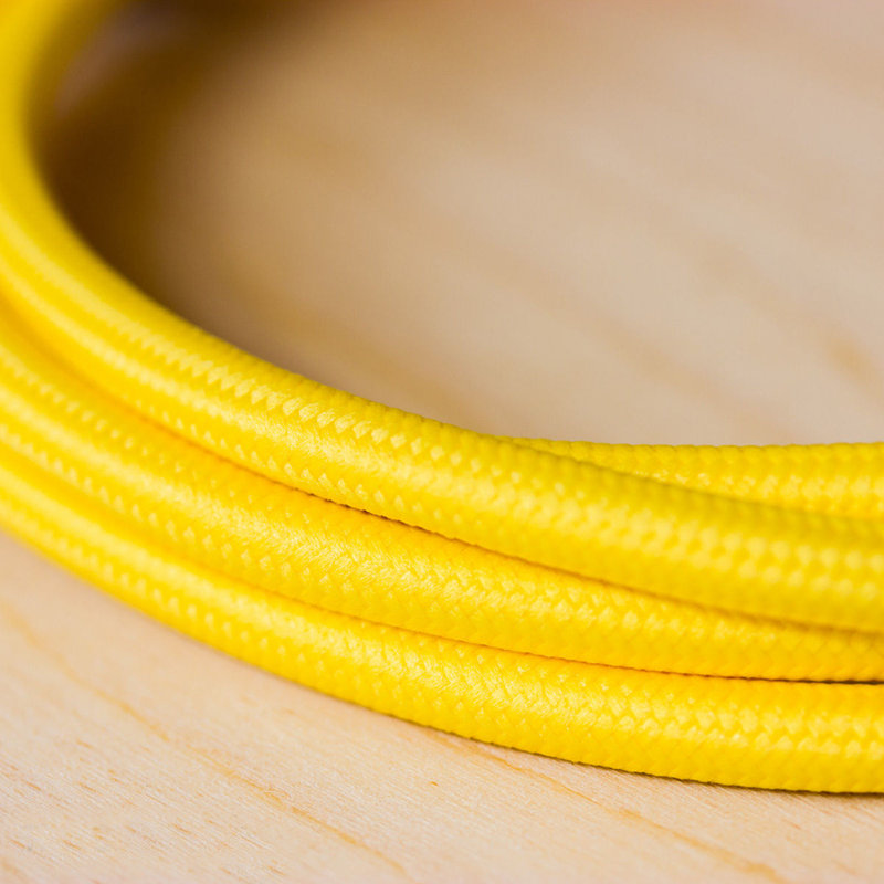 Alasia Cord - Fabric Cable 1m 2 Core Round Electrical Wire for Lamps, Yellow