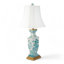 Turquoise Willow Hand Painted Porcelain Table Lamp with Gold Wood Base