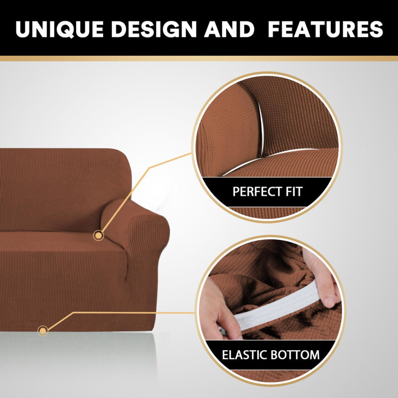 Sofa Slipcover, Brown Fabric, 2" H x 14" W x 11" D