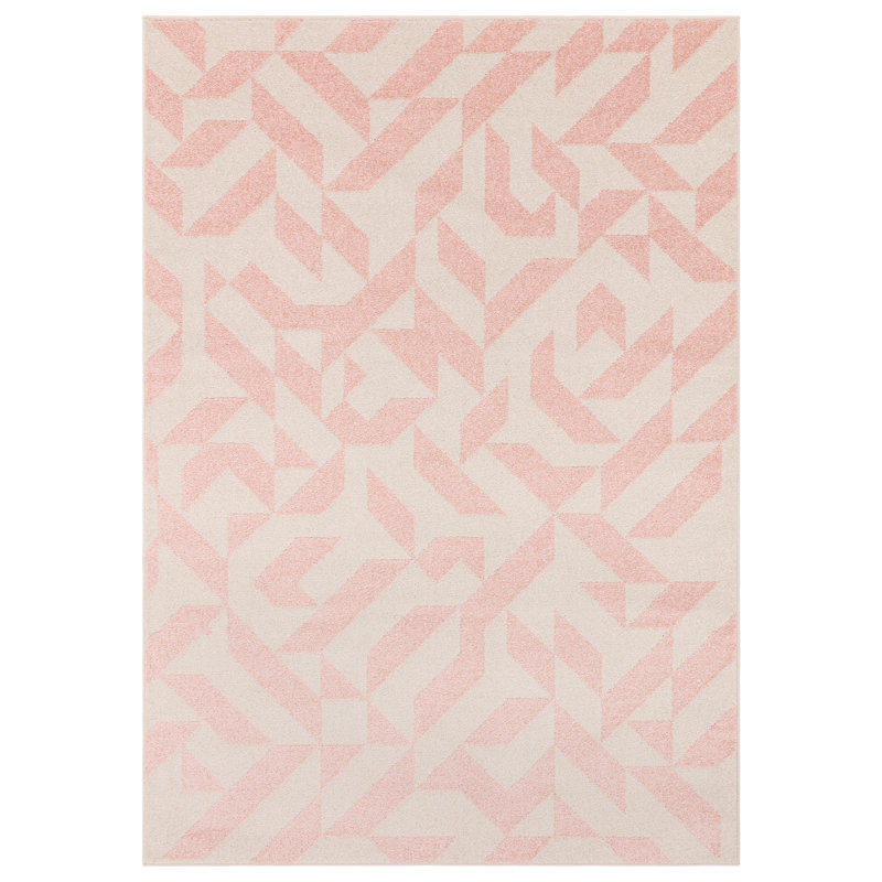 Brannon Pink Shapes Area Rug, Rectangle 200 x 290cm