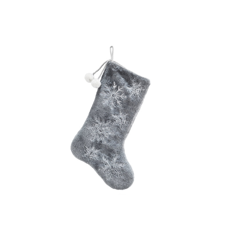 Chaussette de Noël en peluche à paillettes, Gris
