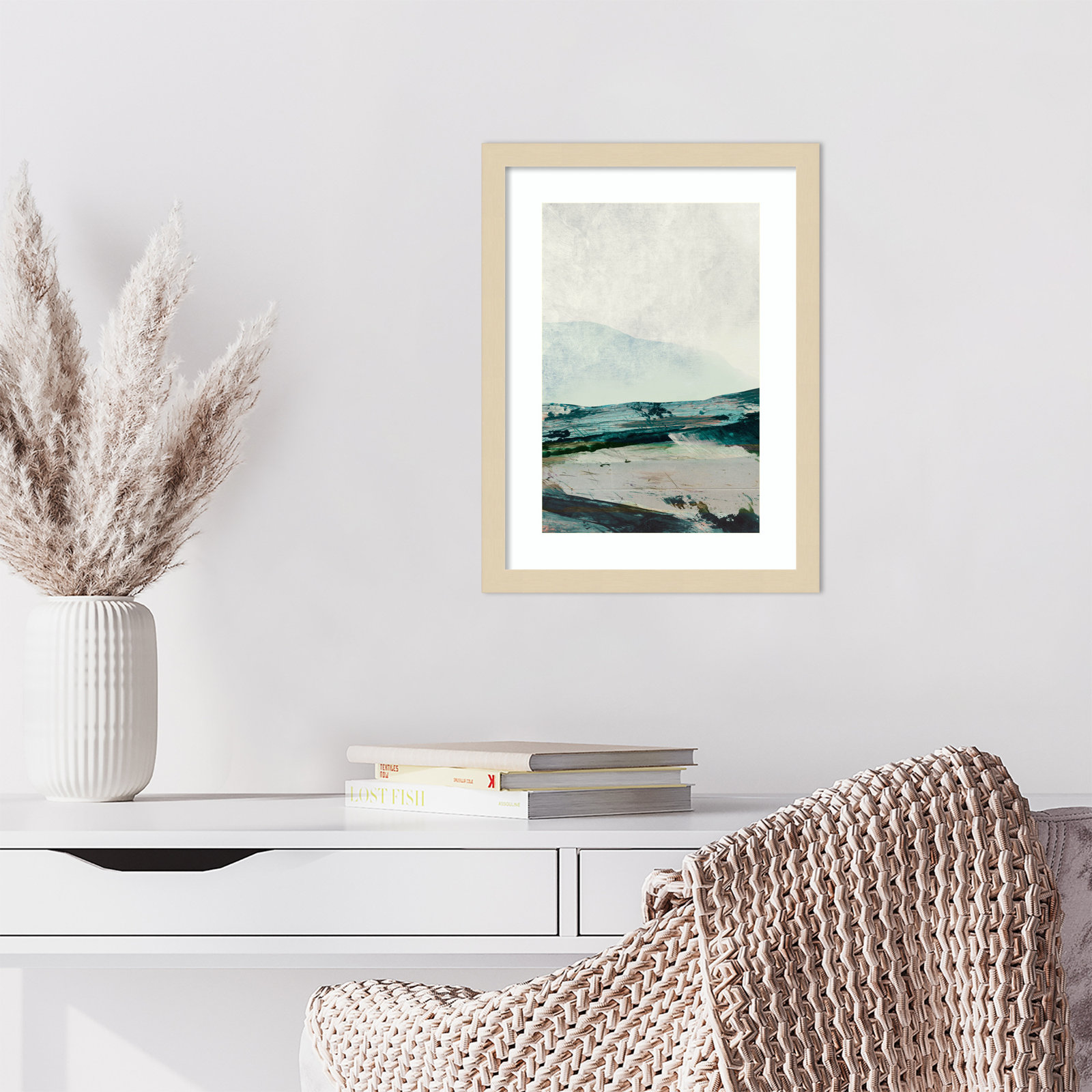 Cleve "Mountain Mists" Print by Dan Hobday, Brown Framed, 17" H x 13" W