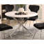 Ensemble de salle à manger ultra moderne 5 pièces Table ronde en faux marbre et 4 chaises d'appoint en velours noir avec pieds en métal au fini chromé