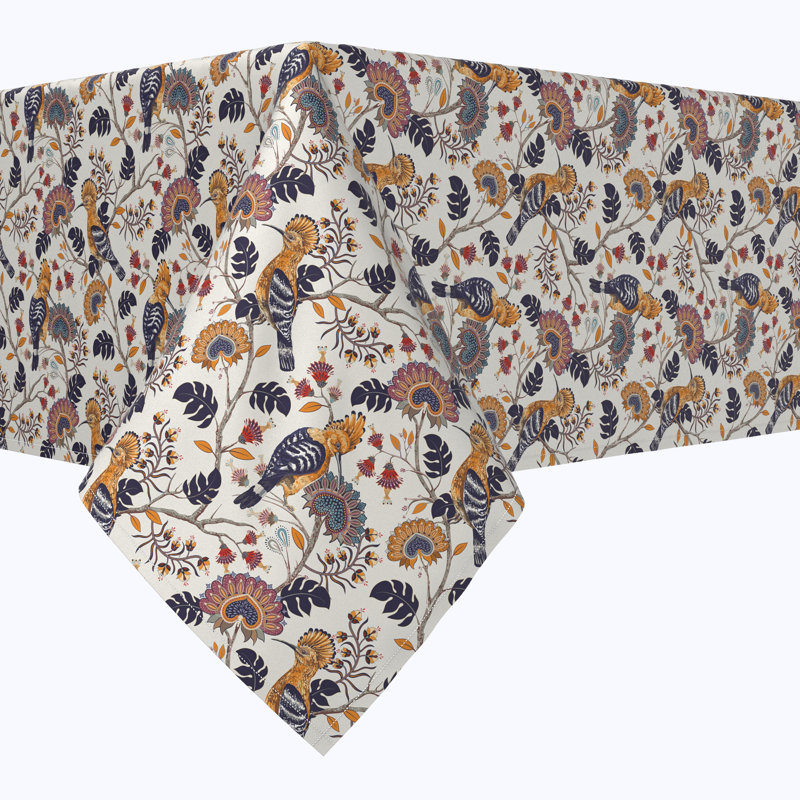 Bolton Vintage Floral Cotton Tablecloth Warm Botanical Print , 84" x 60" Rectangular