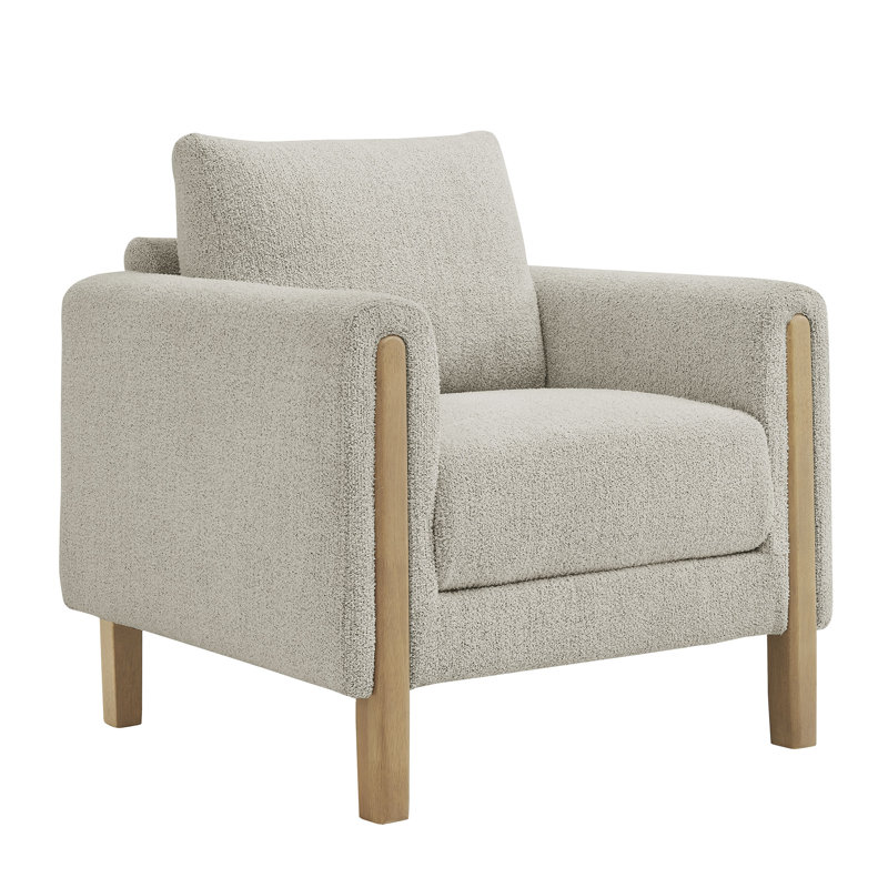 Hawken Boucle Fabric Accent Armchair, Parchment Beech, Parchment Beech
