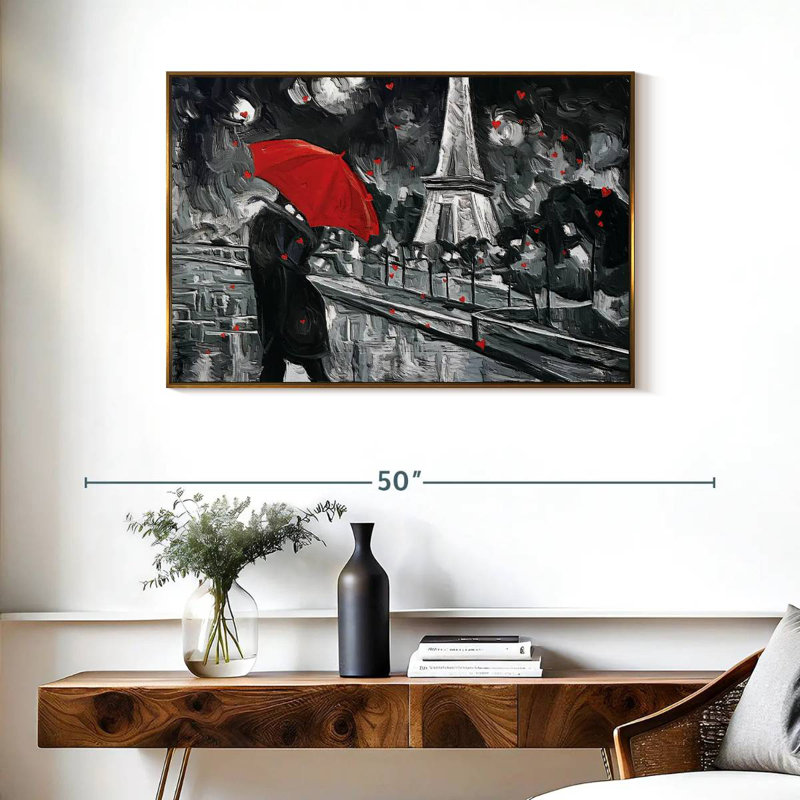 Paris Night Couple Pop, Cadre flottant doré, 37 po x 25 po