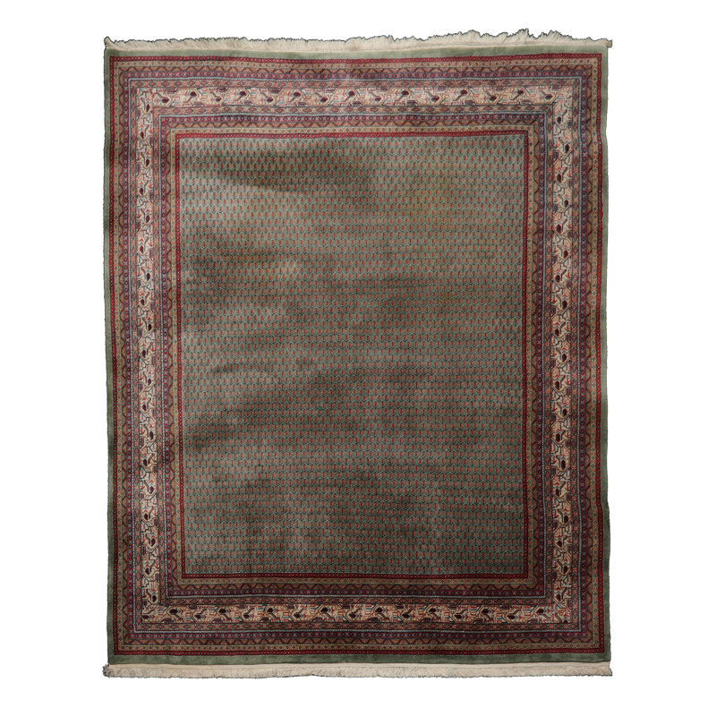 Tapis traditionnel en laine noué à la main 8 x 10 po Celadon Parjiann
