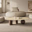 Table basse Laylla Modern de 54 po, plateau de table en pierre frittée blanche, 3 pieds en acier inoxydable, forme libre-1410041346