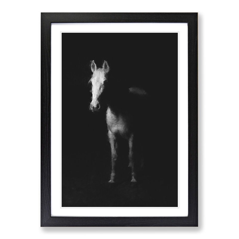 White Horse Vol.2 Painting - Picture Frame Graphic Art, 65cm H x 48cm W x 2cm D, Black