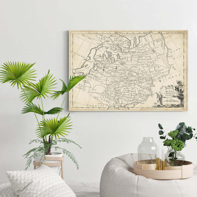 « map of russia »-reproduction d’art sur toile, H 27 po x l 18 po x P 1 po