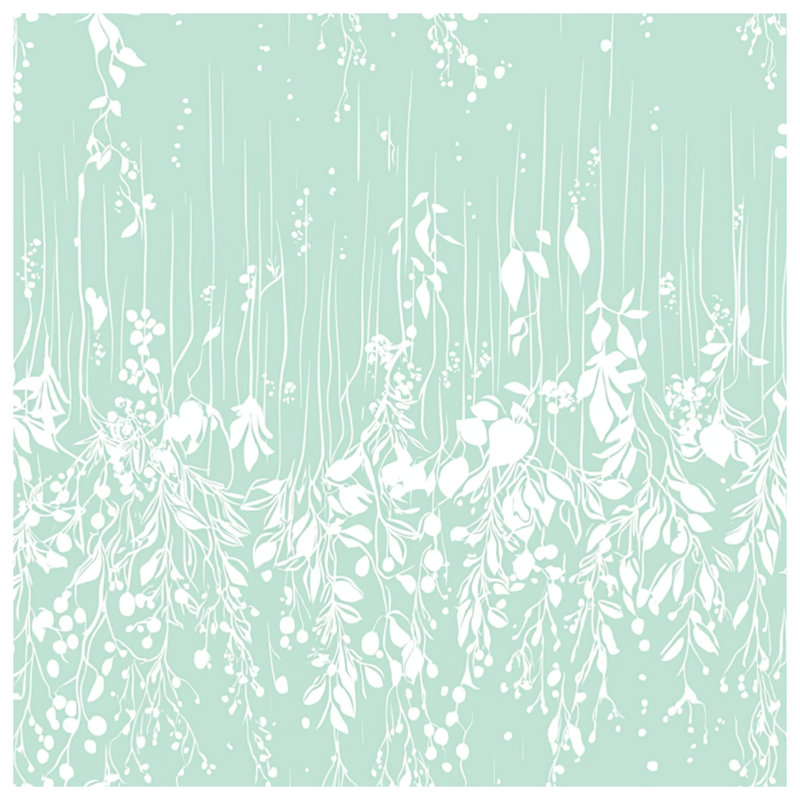 Coussin Floral, Carré 20 po, Motif floral vert