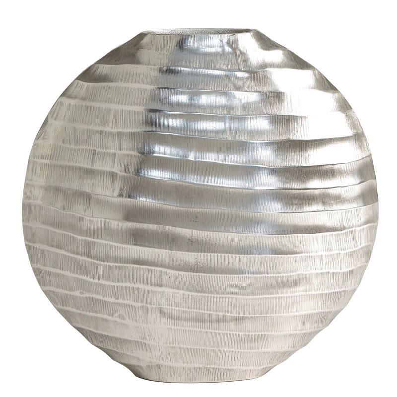 Aluminum Table Vase, Antique Nickel, 15.25" H x 15.5" W x 4" D