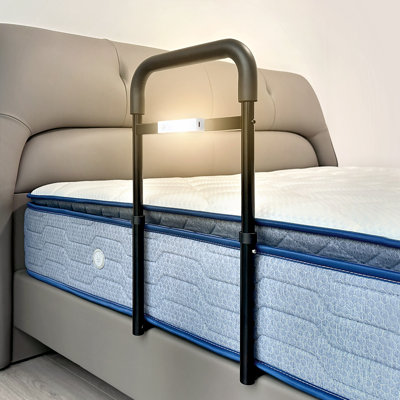 nimood C1 Bed Rails for Elderly Adults Safety - Adjustable Heights Bed Cane with Non-Slip Ergonomic Handle, Stable Bed Assist Rails with Motion Light