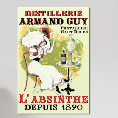 «The Lady with the Parasol», affiche vintage sur toile, H 18 po x l 12 po x P 1,5 po, Pas de tapis, Toile tendue