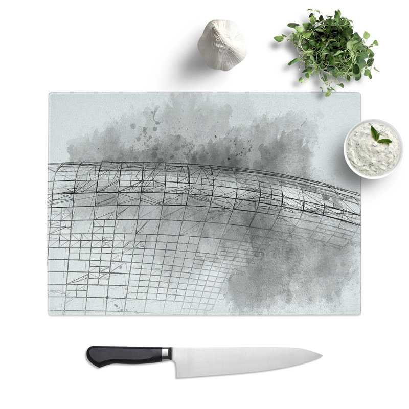 Tempered Glass Architecture Sketch Vol.31 Chopping Board, 39 cm W x 28.5 cm L