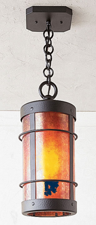 Valencia 1 - Light Pendant, 17.75" H x 7.63" W x 7.63" D, Satin Black, Amber Mica